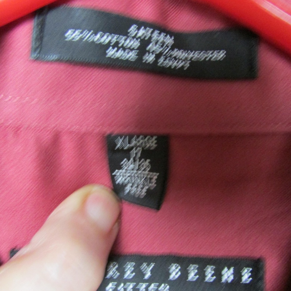 Geoffrey Beene Shirt Mens XL 17 34/35 Pink Fitted Dress Long Sleeve Button Front - Picture 4 of 9